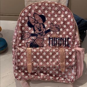 Disney Pink Glitter Sparkly Mini Mouse Backpack